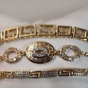 Set Of 3 14k Gold Filled Greek Key Bracelets